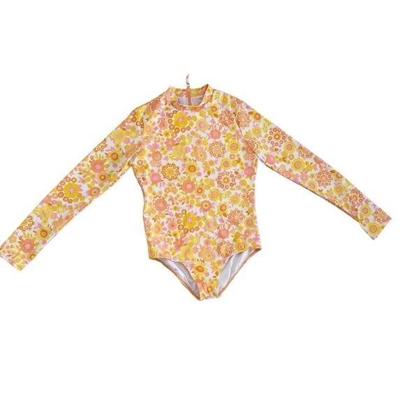 Billabong Girls Swimsuit Sz 14 Wildflower Long Sleeve One Piece UPF 50 Rashguard - Picture 5 of 10